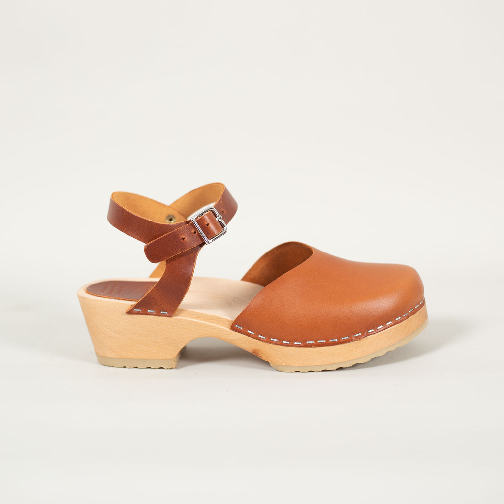 Clog Sandal in Cognac Pull Up Leather - Maguba's Official Webstore